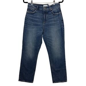 LOFT‎ The Straight Crop High Rise Curvy Fit Jeans Women's Size 28 Blue